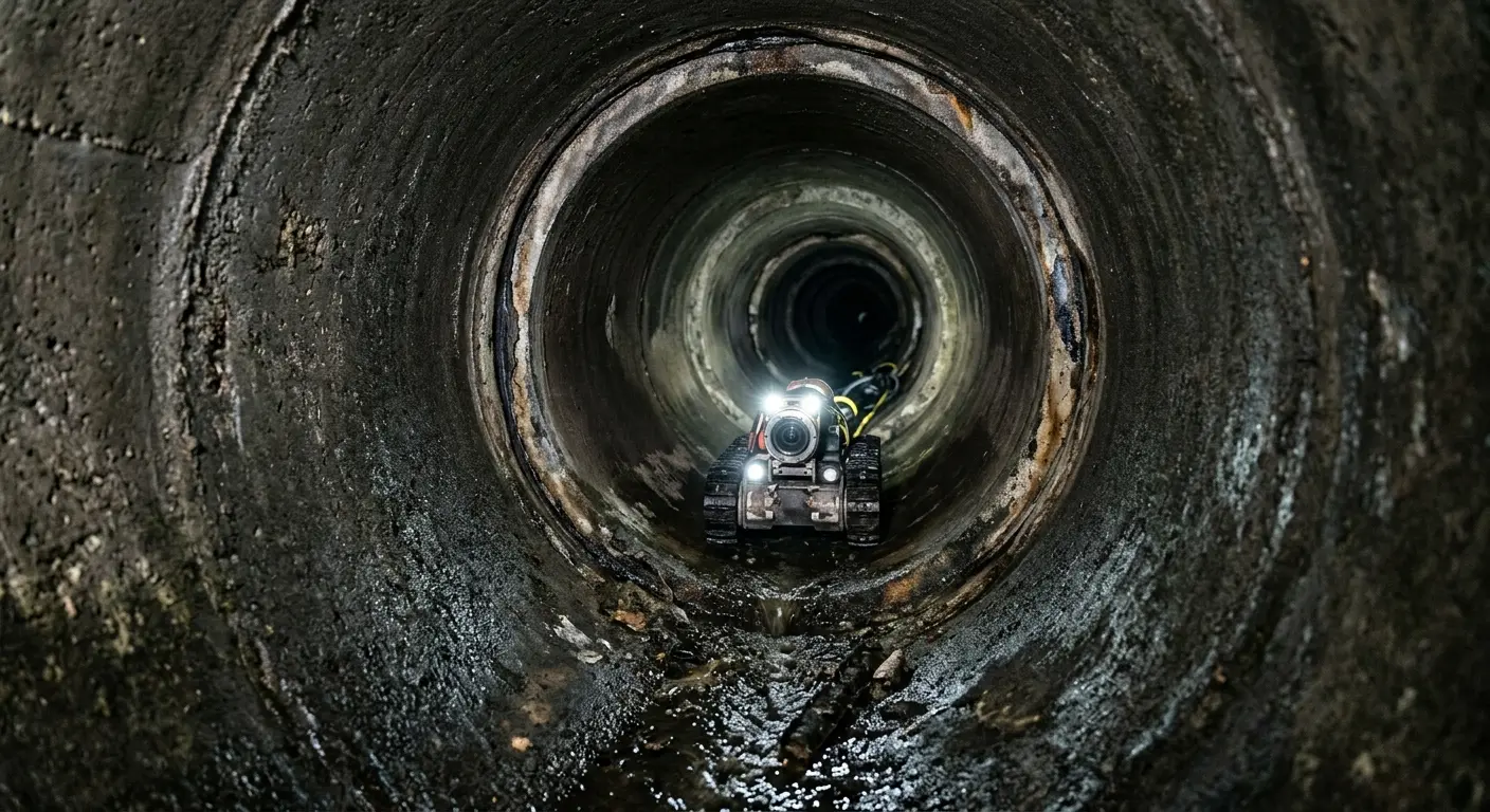 Robotic sewer camera inspecting pipe interior for Sewer Line Repair in North Londonderry